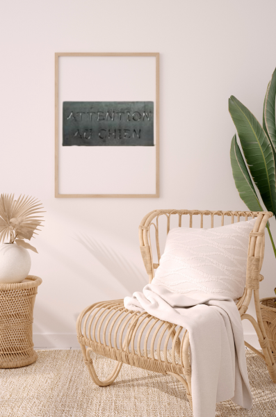 AR0565 DECOUPE ATTENTION AU CHIEN EN NEGATIF